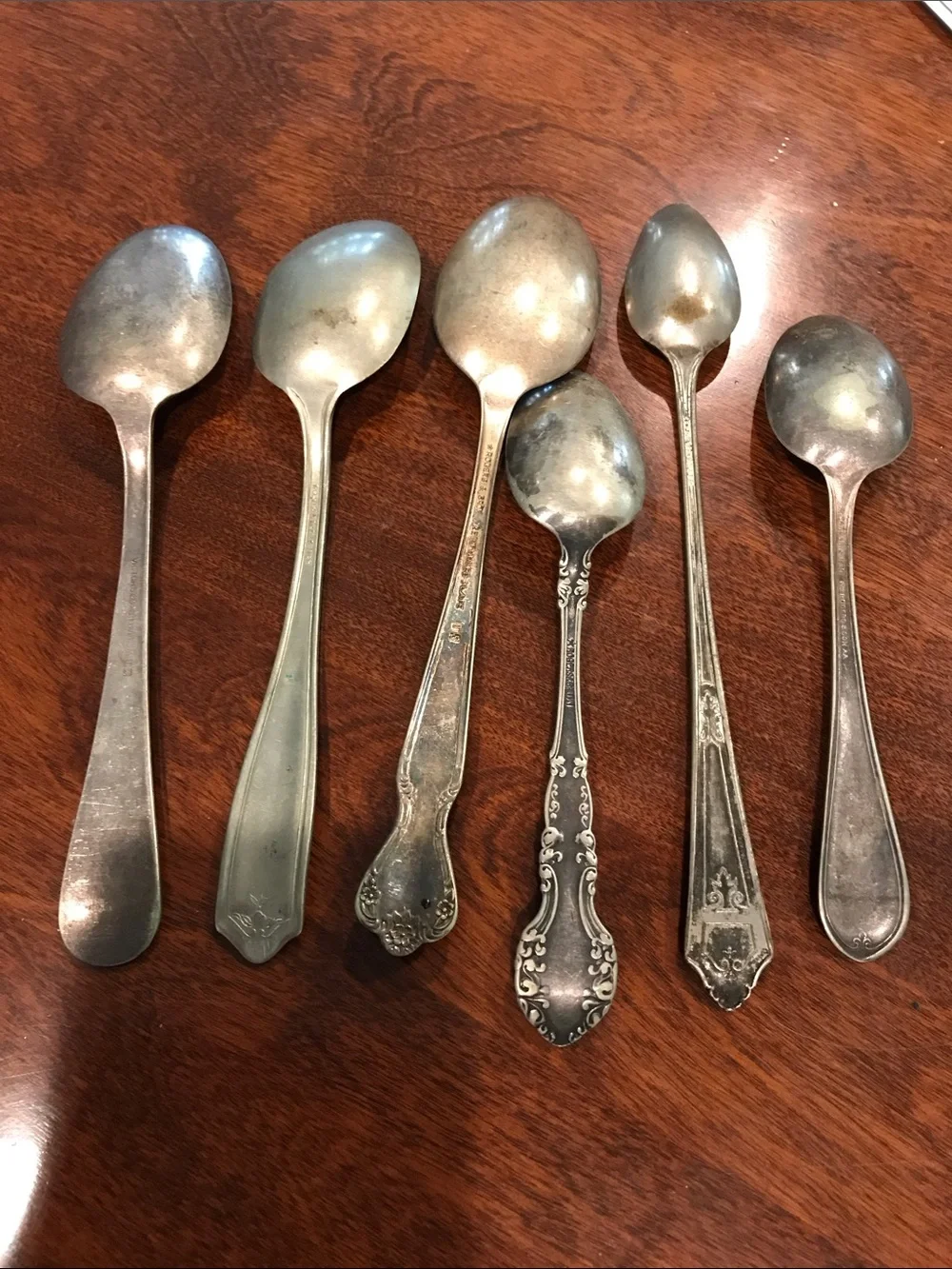 Assorted Vintage Silver-Tone Dining Spoons - Set of 6